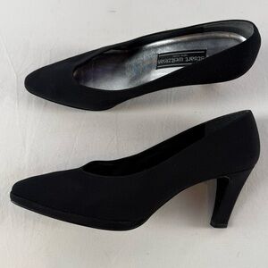 Vintage Stuart Weitzman Fabric Point Toe Pumps in Black Size 10